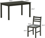 WiberWi Dining Table Set for 4, Solid Wood Kitchen Table and Chairs Set of 4, 43.3” Space-Saving Mid Century Modern Dining Room Table with Upholstered Chairs, Black
