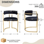 Black Velvet Upholstered Dining Chairs Set of 4, Modern Barrel Dining Chair with Gold Legs, Kitchen Chairs Open Back Accent Chairs Arm Side Chair for Living Dining Room/Vanity