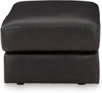 Signature Design by Ashley Amiata Black Leather and Faux Leather Ottoman, Fully Assembled Coffee Table Alternative, Rectangular Footrest Bench for Living Room, Onyx, 44" W x 24" D x 17" H