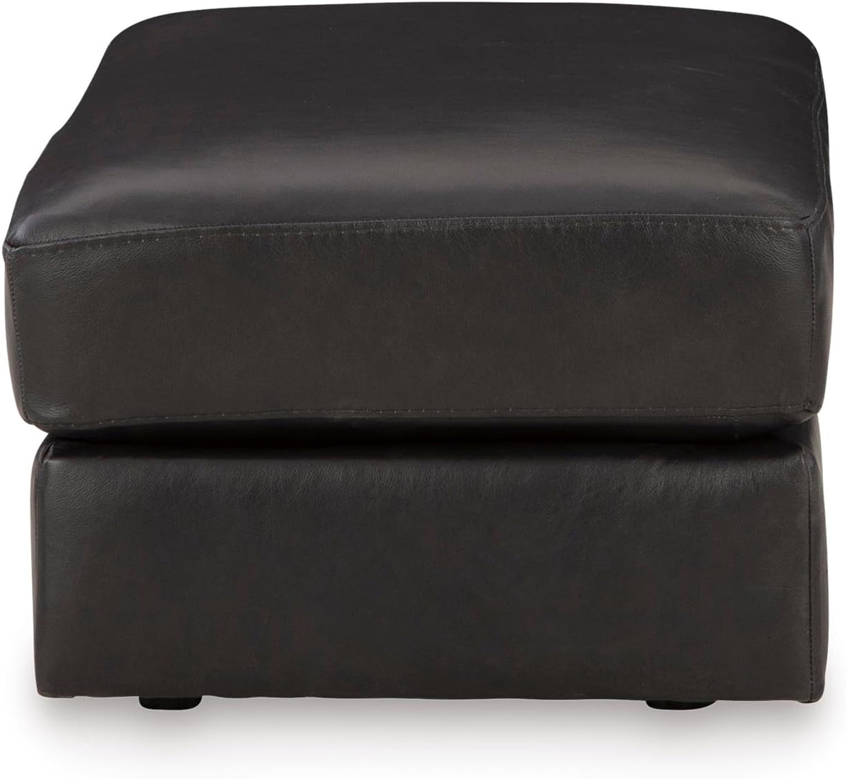 Signature Design by Ashley Amiata Black Leather and Faux Leather Ottoman, Fully Assembled Coffee Table Alternative, Rectangular Footrest Bench for Living Room, Onyx, 44" W x 24" D x 17" H