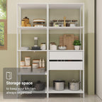 Madesa Kitchen Pantry Storage Rack with 2 Drawers and Open Shelves 51" L Multiuse Modular Cabinet for Kitchen Organization - White