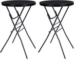 Byliable 28in Folding Cocktail Table, Round Bar Height Table, Black 2-Pack | Foldable Design with Removable Legs, HDPE Tabletop, 43.3 in Tall, Indoor Outdoor for Parties, Patios, Weddings, Events