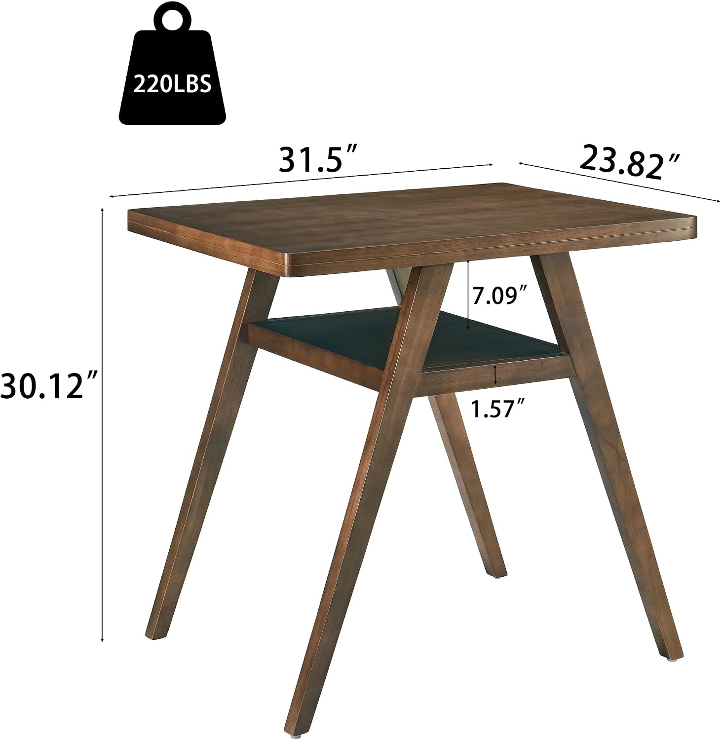 3-Piece Modern Dining Set with Stackable Dining Chairs, Solid Wood Square Table and Chair Breakfast Table Set for 2 Person, Space Saving Dinette for Dining Room, Kitchen, Living Room, Dark Walnut