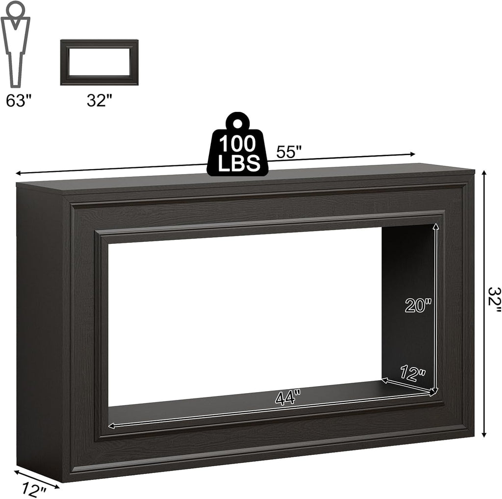 Rresyet 55" Long Console Tables with LED Lights, Narrow Console Tables for Entryway, 2-Tier Table Behind The Sofa, Modern Hallway Accent Table for Living Rooms, Corridors, and Foyers (Black)