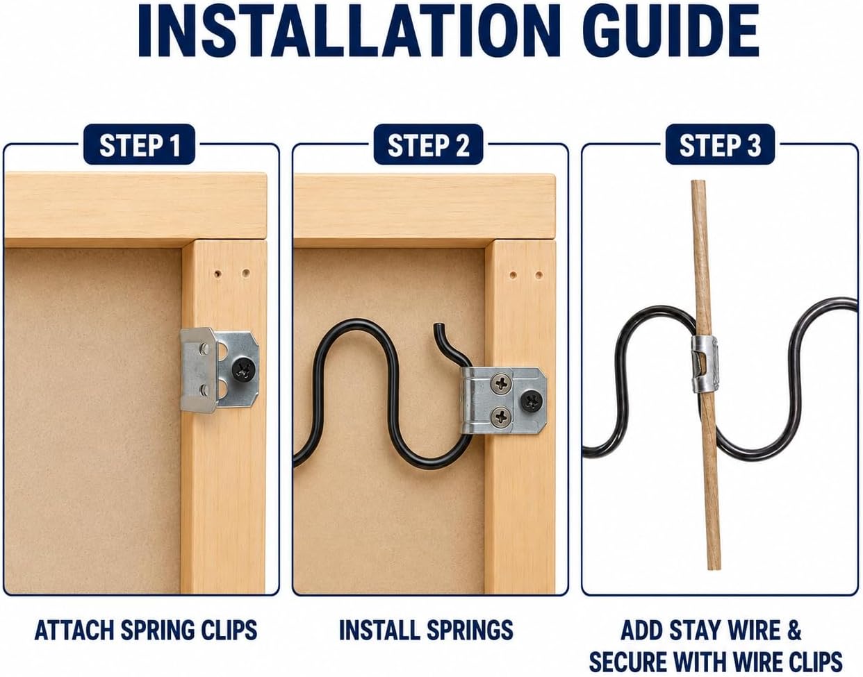 25 Inch Couch Spring Repair Kit for Sagging Sofa Cushions, Includes Springs, Stay Wire, Clips and Screws (25" 4-Pack Spring Kit)