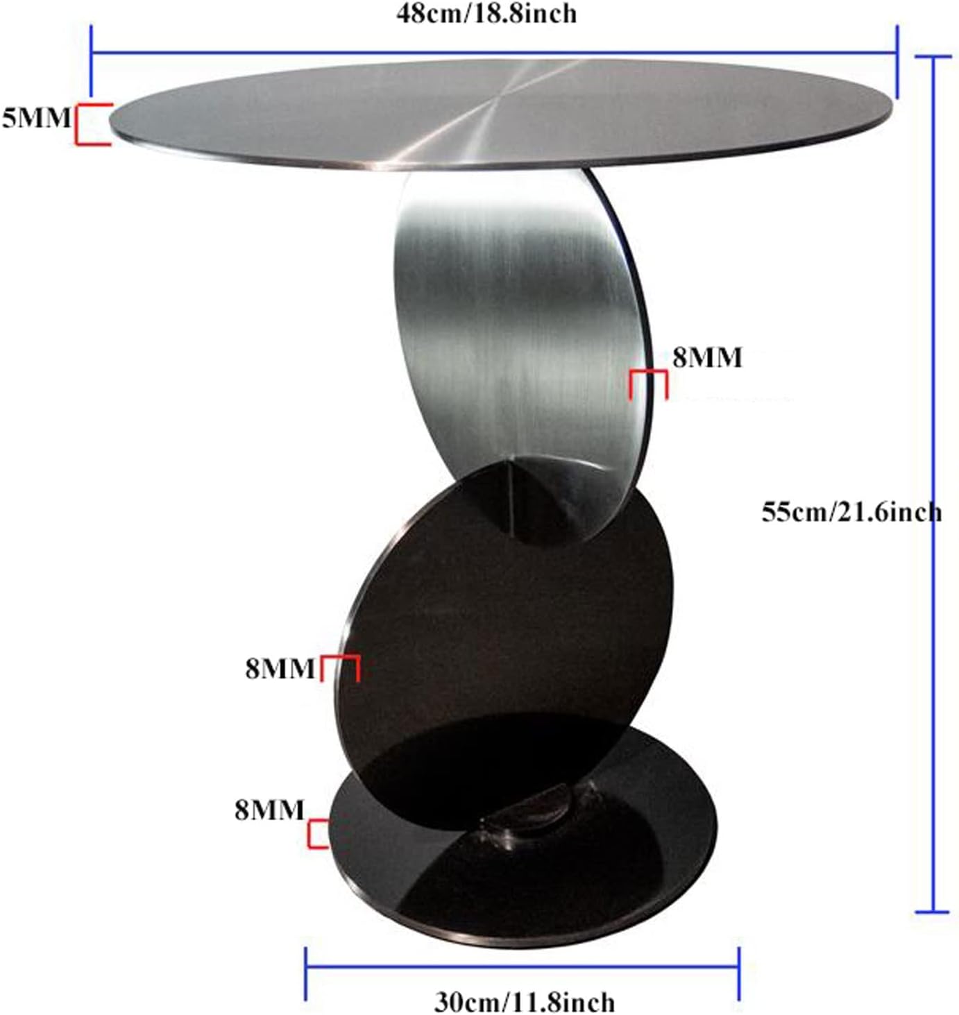 End Tables Small Round Side Table, Modern Metal End,Bedside Nightstand Coffee for Living Room, Bedroom and Couch, 18.8x21.6inches