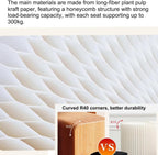 Folding Paper Stool with 3 Cushions, Folding Honeycomb Stool, Accordion Stool, Portable Kraft Paper Bench for Versatile Seating in Living Room, Dining, Office, Decorative Chair Stool(Brown)