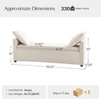 59.5" Modern Storage Ottoman Bedroom Bench, End of Bed Bench with Arms and Throw Pillows, Footrest Stool for Living Room, Dining Room, Entryway and Hallway, Linen