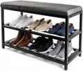 Luxe L 100% Faux Fur Shoe Storage Bench for Entryway, Compact Bench with Multi-Tier Shoe Rack, Space-Saving Small Entryway Bench with Storage Shelf, Ideal for Living Room, Hallway - Charcoal