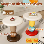 Round Bedside Table, Resin Side Table, Modern Accent Table, Simple Decorative Table, Nightstand, Suitable for Living Room, Bedroom, Hotel(Brown)