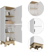 British Single Kitchen Pantry, Four Storage Shelves, Double Doors Cabinets for Kitchen Organization & Stylish Storage Solutions