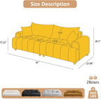 VANOMi Boucle Sofa Couch, 91" Comfy Tufted Upholstered Cloud Couches, Modern 3 Seater Sofa with Pillows, Oversized Deep Seat Sherpa Couch for Living Room, Bedroom, Apartment (Camel Color)