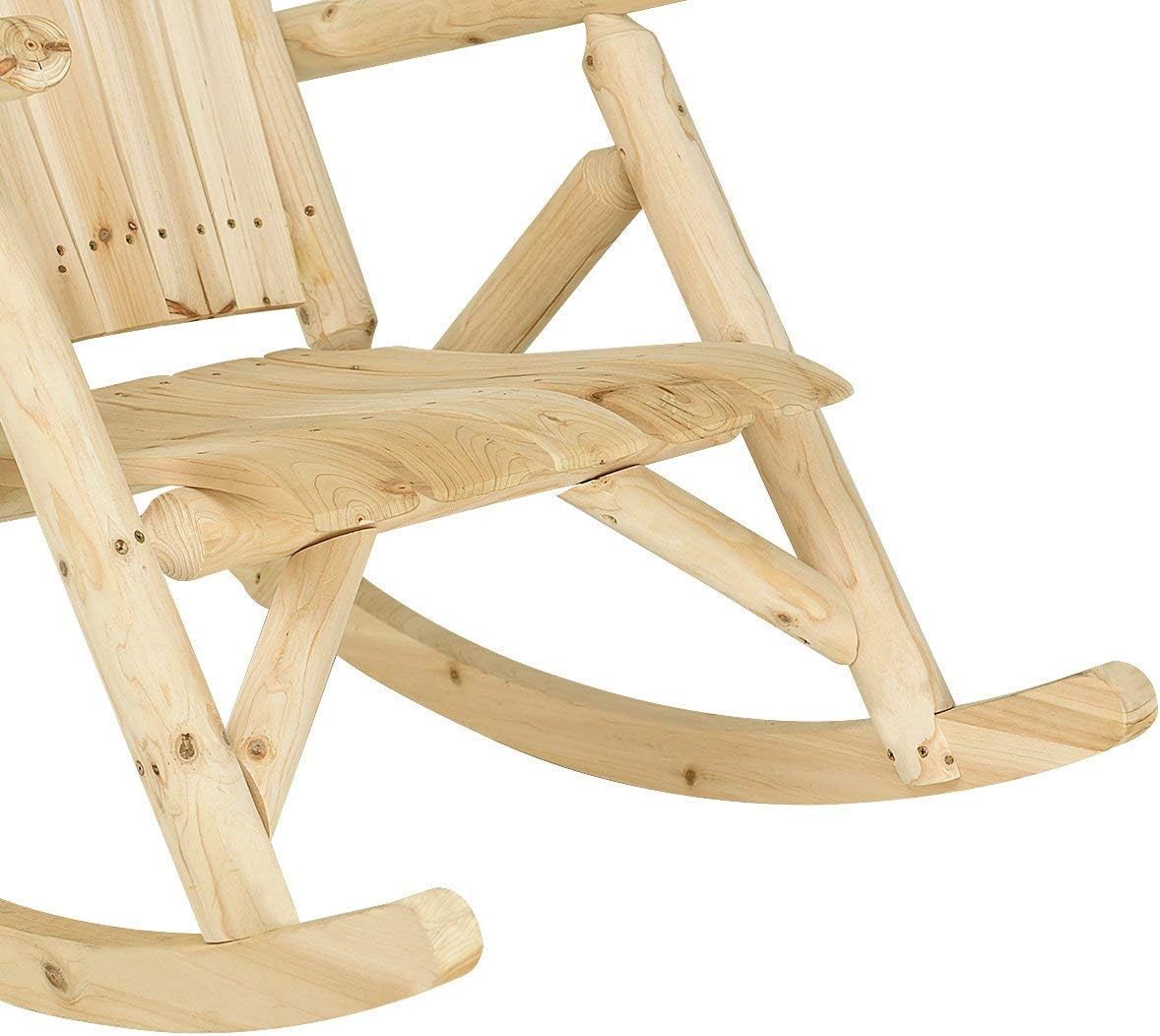 Casart Log Rocking Chair Wood Porch Rocker Lounge Patio Deck Balcony Furniture Rustic Single Rocker Natural
