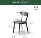 Dining Chairs, Kitchen Chairs, 100% Oak Solid Wood Modern Chair with Curved Backrest Kitchen & Dining Room Chairs Modern Chair for Living Room, Dining Room (6, Black)