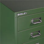 Bisley 6-Drawer Steel MultiDrawer Cabinet - Olive Green | Chrome Pull Handles with Label Holders, Powder-Coated Steel, Removable Drawers, Fits Under Most Desks, Labels Included