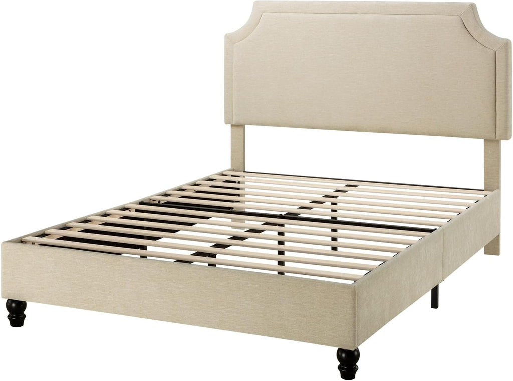 SHA CERLIN Queen Chenille Upholstered Platform Bed Frame, Beige