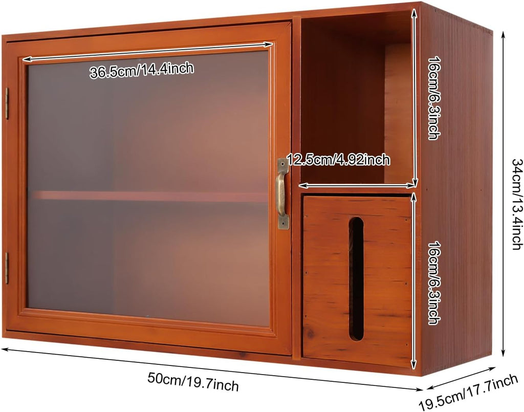 Gdrasuya10 Wooden Countertop Storage Cabinet Kitchen Small Pantry, Kitchen Countertop Organization Storage Shelf Pantry with Door Tabletop Countertop Spice Rack for Dishs, Cups, Bowls