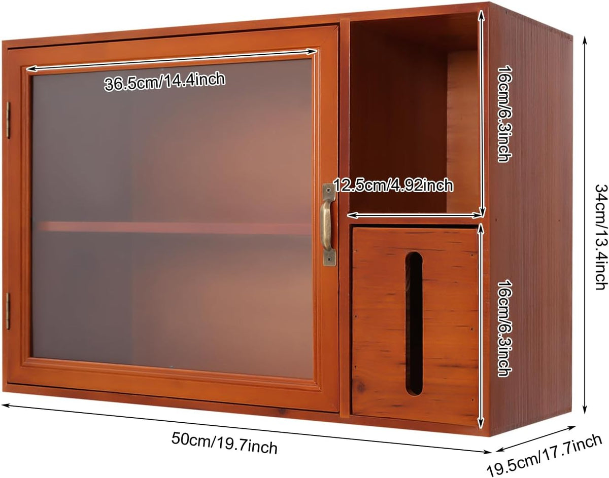 Gdrasuya10 Wooden Countertop Storage Cabinet Kitchen Small Pantry, Kitchen Countertop Organization Storage Shelf Pantry with Door Tabletop Countertop Spice Rack for Dishs, Cups, Bowls