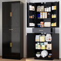 71" Tall Kitchen Pantry Storage Cabinet with 4 Doors & Drawer, Adjustable Shelves, Farmhouse Cupboard, Freestanding Cabinet with Door Shelves for Dining Room/Living Space, Black