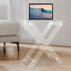 Acrylic Side Table, Folding Tv Tray Table Freestanding Foldable Tv Tray Table Clear Acrylic End Table Serving Table Snack Eating Tables Easy Assembly for Living Room, Bed Room
