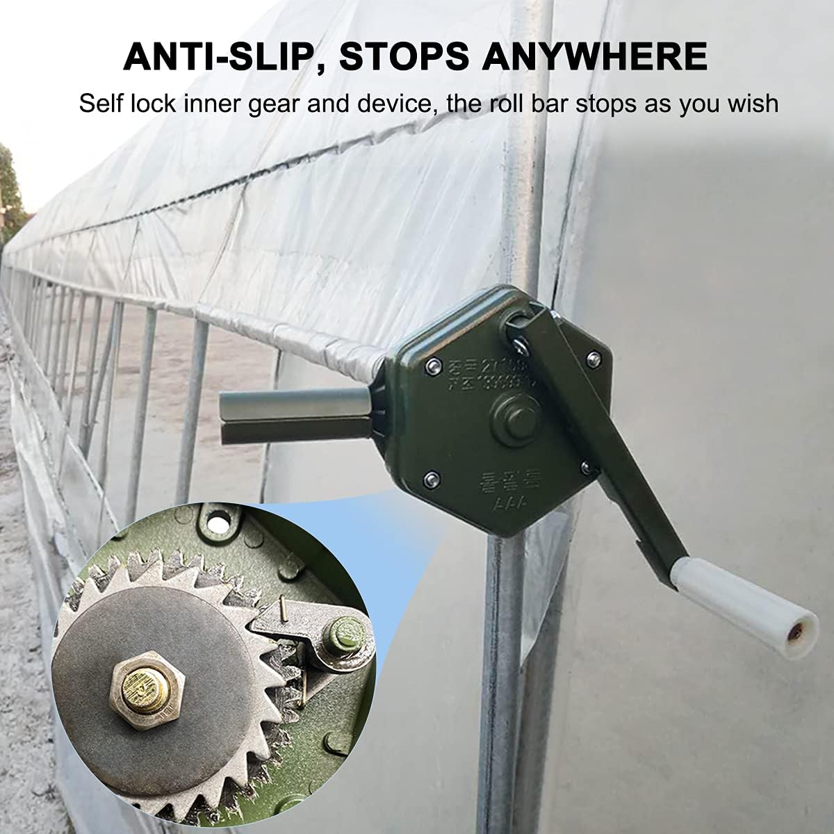UYGALAXY Greenhouse Sidewall Manual Film Roll up Hand Crank Winch for Greenhouse Ventilation ﻿Agricultural