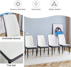 Modern Dining Table Set for 6, Marble Kitchen Table Chair Set for 6, Rectangular Kitchen Table with 6 Pu Leather Upholstered Chair for Dining Room