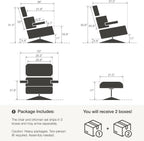 Top Grain Leather, Mid Century Chaise Lounge Chair and Ottoman, Reading Chair, Accent Chair, Modern Classic Chair, Heavy Duty Base Support for Living Room Lounge Office, Walnut-Brown, Heightening