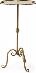 Antique Gold Metal Side Table, Modern Accent Small Drink Table, Coffee Martini Table for Small Spaces,Living Room,Bedroom,Corners