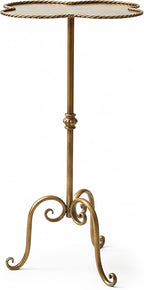 Antique Gold Metal Side Table, Modern Accent Small Drink Table, Coffee Martini Table for Small Spaces,Living Room,Bedroom,Corners