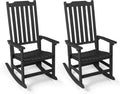 Oversized All-Weather Outdoor Rocking Chairs Set of 2, Patio Rocker | Ergonomic Curved Slat High Back, Smooth Rocking, Tall Seat Relieves Calf, Holds 380lbs, Fade Crack Resistant & Easy to Clean