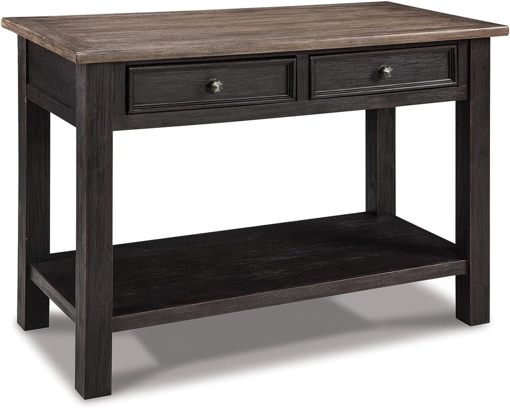 Signature Design by Ashley Tyler Creek Farmhouse Console Table, 2 Drawers | Behind couch table, Solid and engineered wood and veneers, 22-inch deep display shelf, Farmhouse sofa table