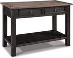 Signature Design by Ashley Tyler Creek Farmhouse Console Table, 2 Drawers | Behind couch table, Solid and engineered wood and veneers, 22-inch deep display shelf, Farmhouse sofa table