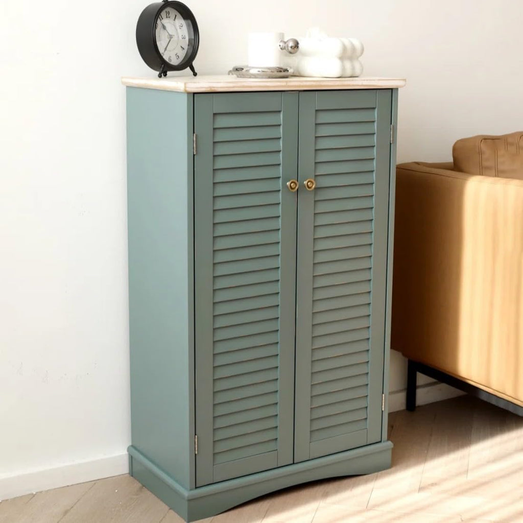 Farmhouse Sideboard Cabinet - Versatile Storage for Kitchen, Buffet Living Room, Hallway, Shoe & Bathroom - 22" W x 11.75" D x 36.75" H, Teal