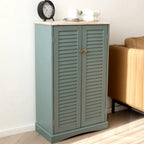 Farmhouse Sideboard Cabinet - Versatile Storage for Kitchen, Buffet Living Room, Hallway, Shoe & Bathroom - 22" W x 11.75" D x 36.75" H, Teal