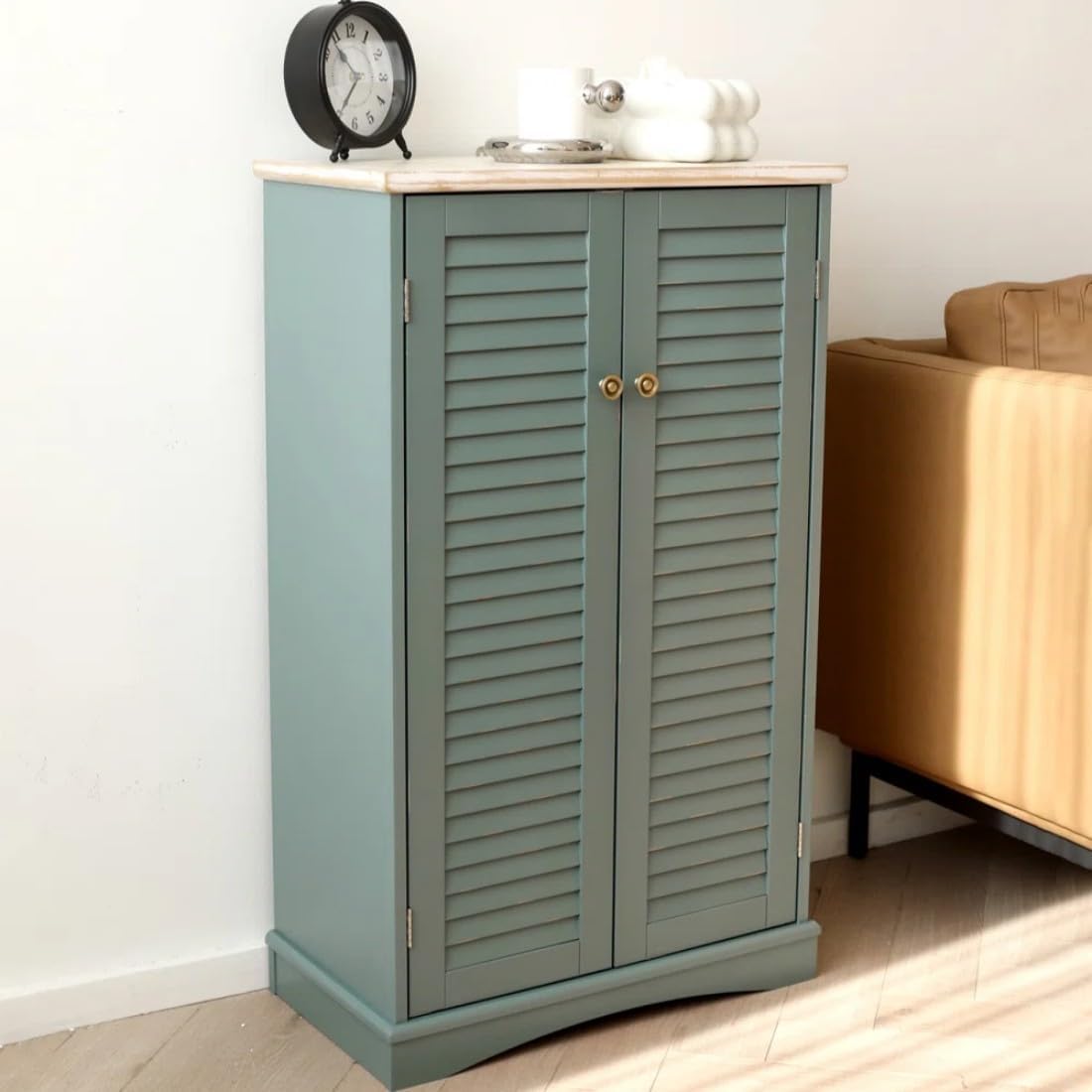 Farmhouse Sideboard Cabinet - Versatile Storage for Kitchen, Buffet Living Room, Hallway, Shoe & Bathroom - 22" W x 11.75" D x 36.75" H, Teal