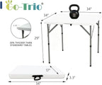 34" Square Folding Card Table, 3ft Foldable Portable Plastic Table | 3 foot Adjustable Height, Indoor Outdoor, White HDPE, Heavy Duty, Camping, Dining for Party, Picnic, Game, Mahjong, Puzzle