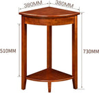 Home Furnishing Corner Tables Compact Triangle Solid Wood Side Table Corner Shelf Unit with 2 Shelves Sofa Accent Table for Small Space Little Corner(Brown)