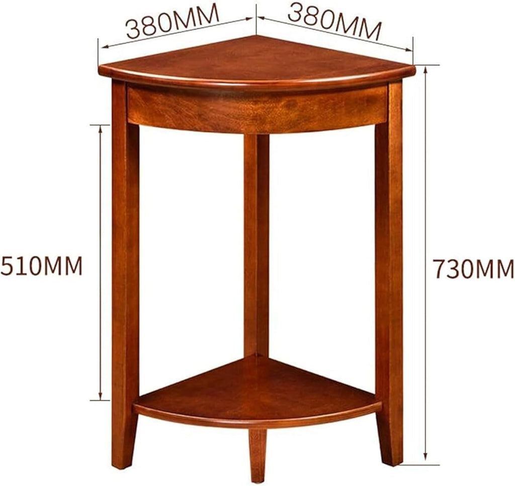 Corner Tables Compact Triangle Solid Wood Side Table Corner Shelf Unit with 2 Shelves Sofa Accent Table for Small Space Little Corner Space Saver(White)