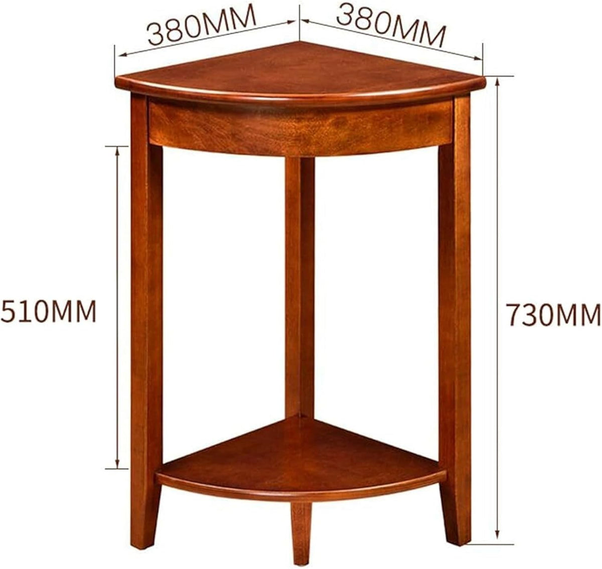 Corner Tables Compact Triangle Solid Wood Side Table Corner Shelf Unit with 2 Shelves Sofa Accent Table for Small Space Little Corner Space Saver(White)