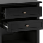 SIMPLIHOME Warm Shaker Solid Wood 24 inch Wide Transitional-Style Bedside Nightstand Tables in Black for the Living Room and Bedroom (Set of 2)