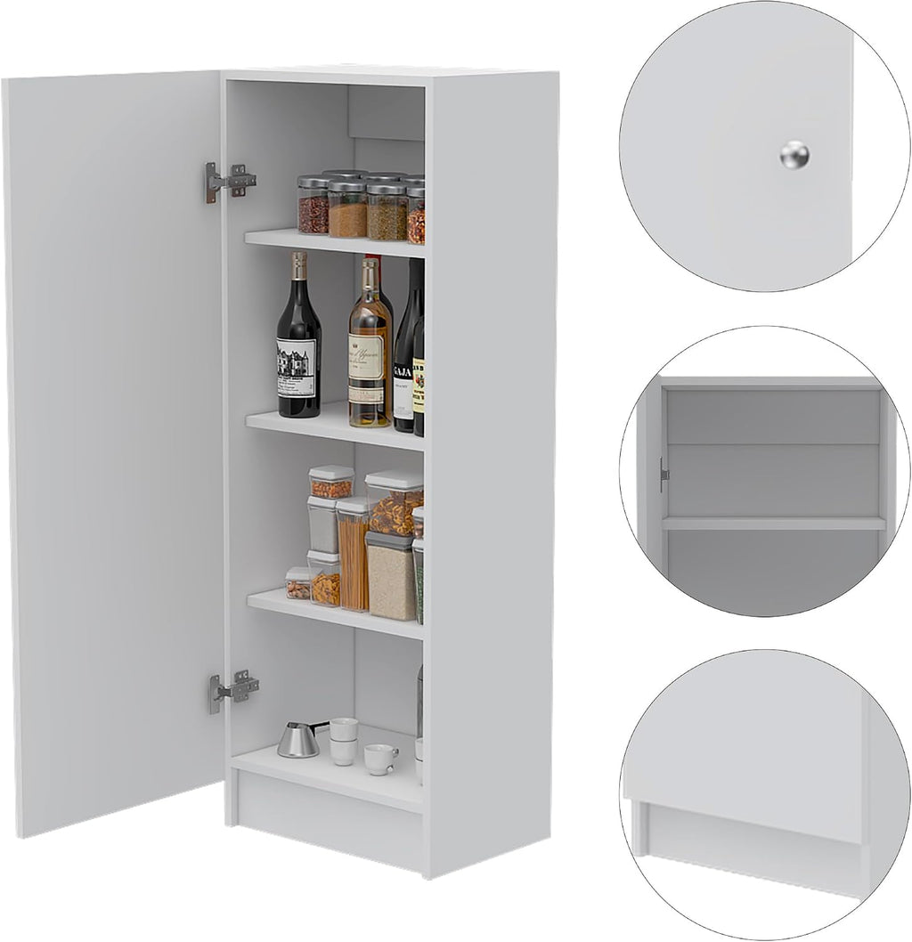 60 Kitchen Pantry with Countertop and Storage - White | Includes bottom cabinet for pots and pans with spacious top surface