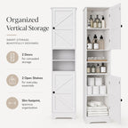 Viaozutis Tall Bathroom Storage Cabinet, Slim Freestanding Cabinet with Adjustable Shelves, Vertical Storage Organizer for Small Bathrooms, Toilet Paper & Daily Essentials Storage（White）