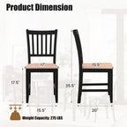 POWERSTONE Dining Chairs Set of 4, Wooden Windsor Kitchen Chair with Large Seat Spindle High Back for Kitchen and Dining Room, Black