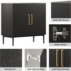 Black Storage Cabinet with Doors, Modern Accent Cabinet, Free Standing Cabinet with Adjustable Shelf, Wooden Buffet Sideboards for Living Room, Kitchen, Dining Room, Entryway