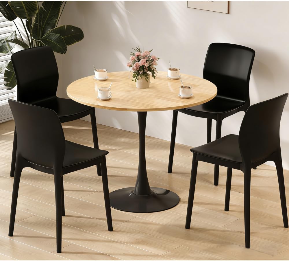 31.5" Round Tulip Dining Table, Mid-Century Modern Kitchen Table for 2-3 People, Leisure Coffee Table for Living Room Balcony Bistro Office