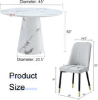 JUFU Round Dining Table Set for 4, 45" Modern Faux Marble Kitchen Table and Upholstered Chairs, 5 Piece Small Circle Dinette Set for Dining Room, Kitchen