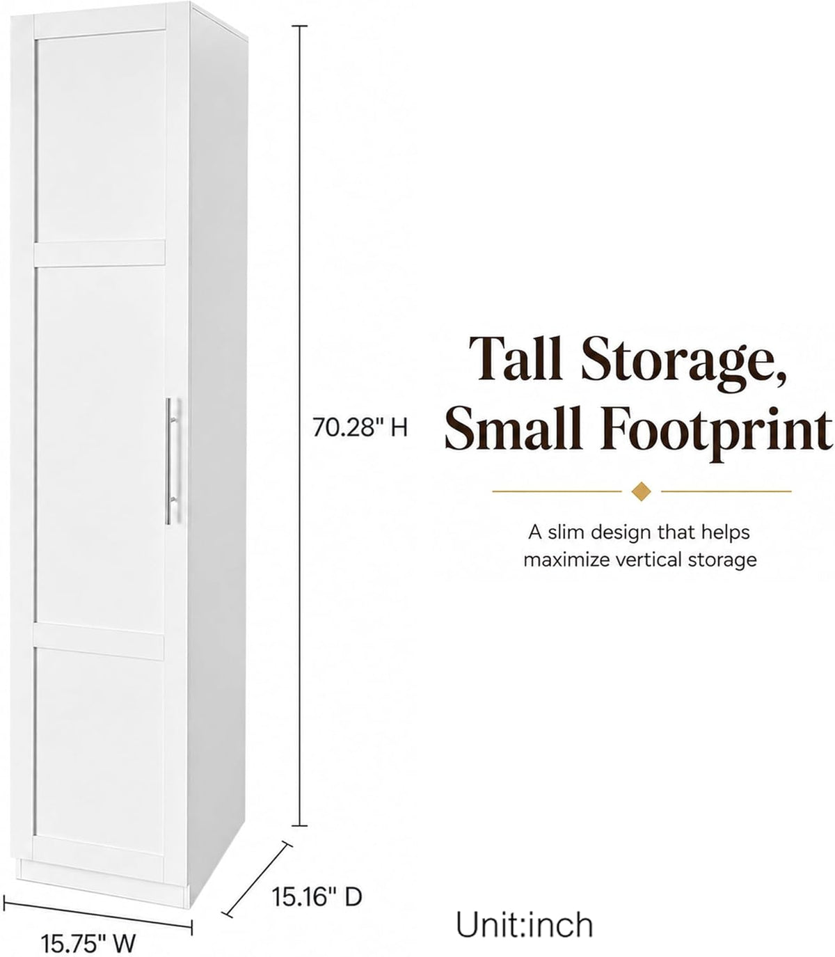 Narrow Kitchen Pantry Cabinet, 70.3" Tall Storage Cabinet with Door Racks and Adjustable Shelves, Slim Freestanding Pantry Cupboard for Kitchen, Bathroom and Small Spaces, White