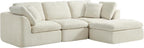 CHITA 108" Cloud Sectional Couches for Living Room, L-Shape Sofa with Ottoman, 3 Seater Modular Sectional Sofa, Cream