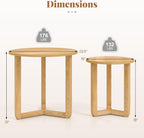Giantex Round Nesting Coffee Table Set of 2, Wood Nesting End Tables with Thickened Top & Solid Rubber Wood Legs, Farmhouse Sofa Side Table for Small Spaces Living Room Bedroom (Natural)