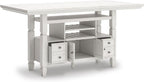 Signature Design By Ashley Robbinsdale 72-Inch Counter Height Dining Table with Kitchen Island Storage, Rubberwood Solids, Ash Veneer and MDF Substrates, Antique White